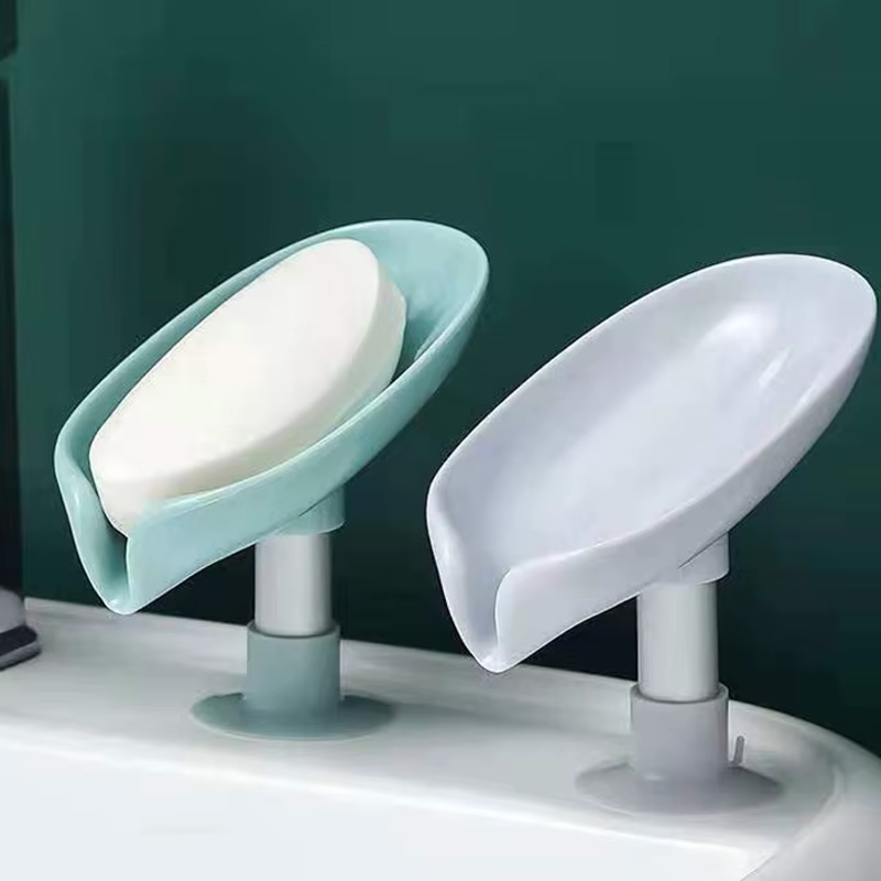 Porte-savon en PP en forme de feuille, antidérapant, avec ventouse, porte-éponge, accessoires de sal