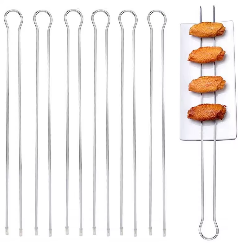 Ensemble de brochettes de Barbecue Double en acier inoxydable, 6/10/12 pièces, bâtonnets de Barbecue