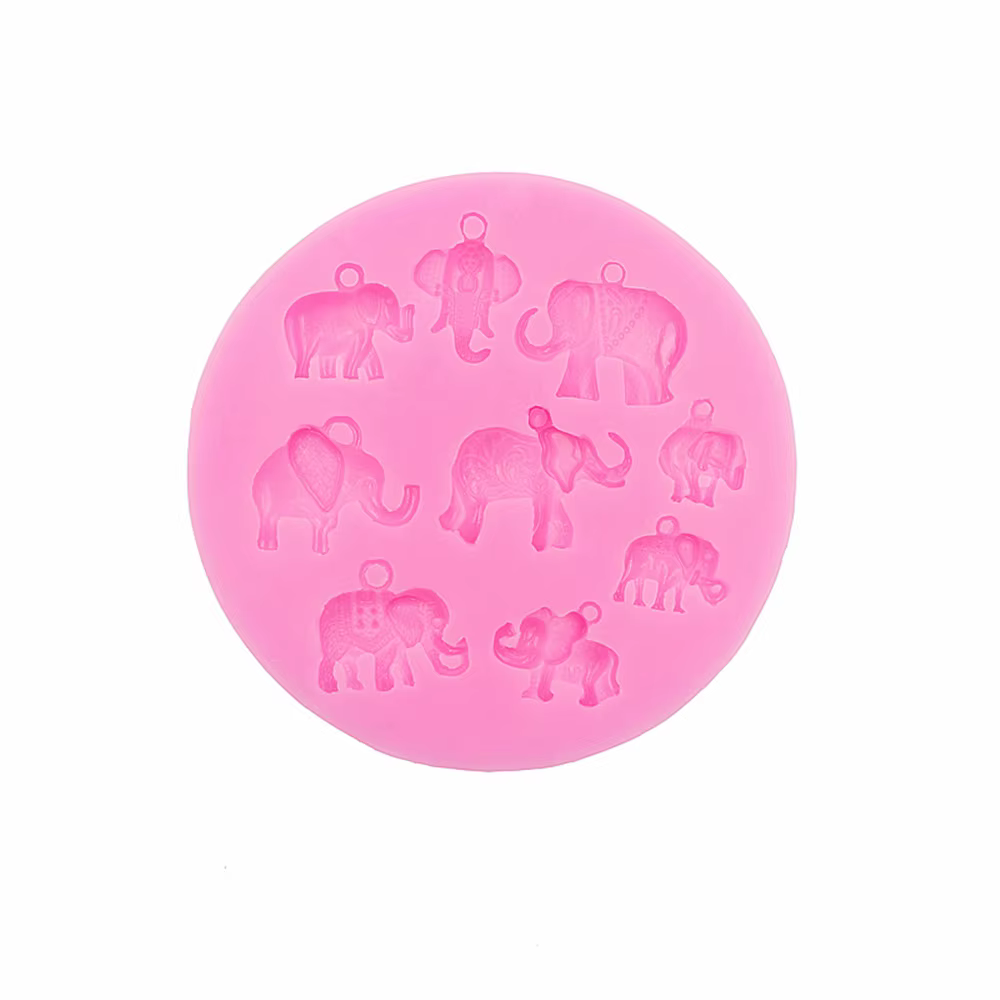 Moule en Silicone en forme d'éléphant, pour gâteau, bonbons, argile, animaux, cuisson, bijoux de fer