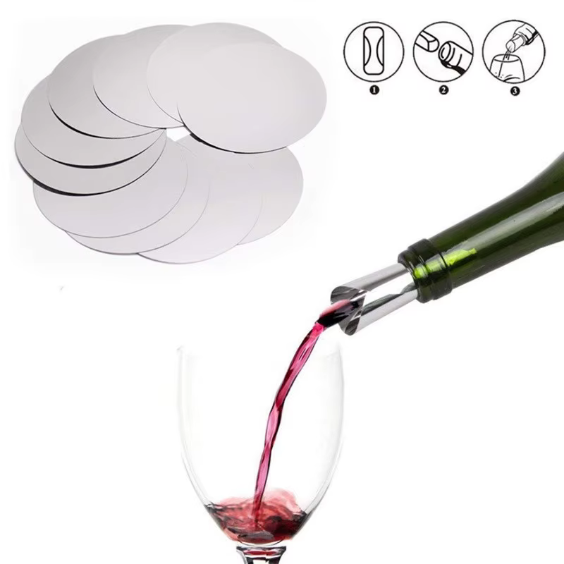 10/20 pièces/ensemble argent feuille d'aluminium vin verseur disque pliable Flexible réutilisable Mi