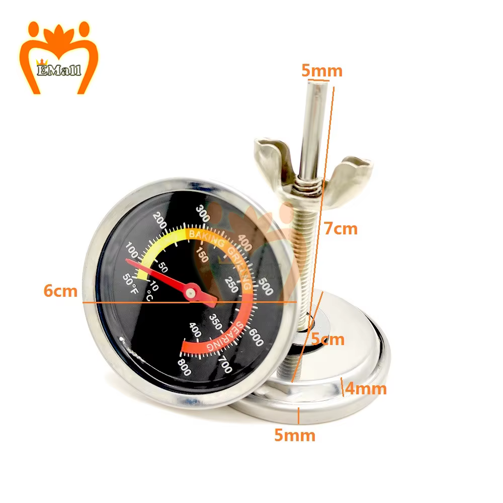 Thermomètre pour barbecue en acier inoxydable, jauge de température 50-800 degrés Fahrenheit 10-400 
