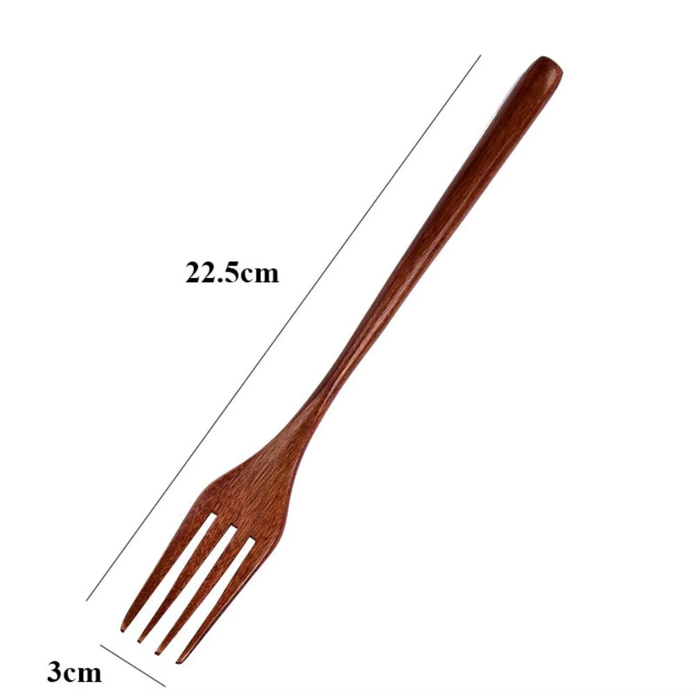 Cuillère en bois naturel de haute qualité, fourchette en bois faite à la main, ustensiles de cuisine