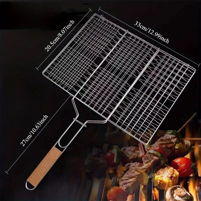 Panier de gril filet de barbecue panier de barbecue grand panier de gril pliant avec poignée amovibl