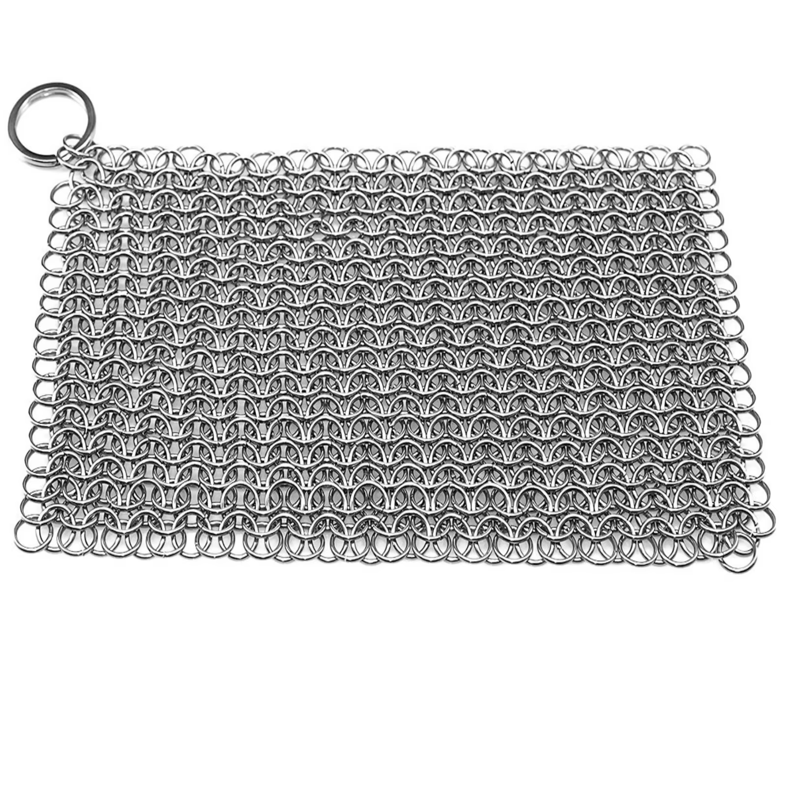 Éponge en maille de chaîne en acier inoxydable 316 pour nettoyage de poêles en fonte, 8*6, pour poêl