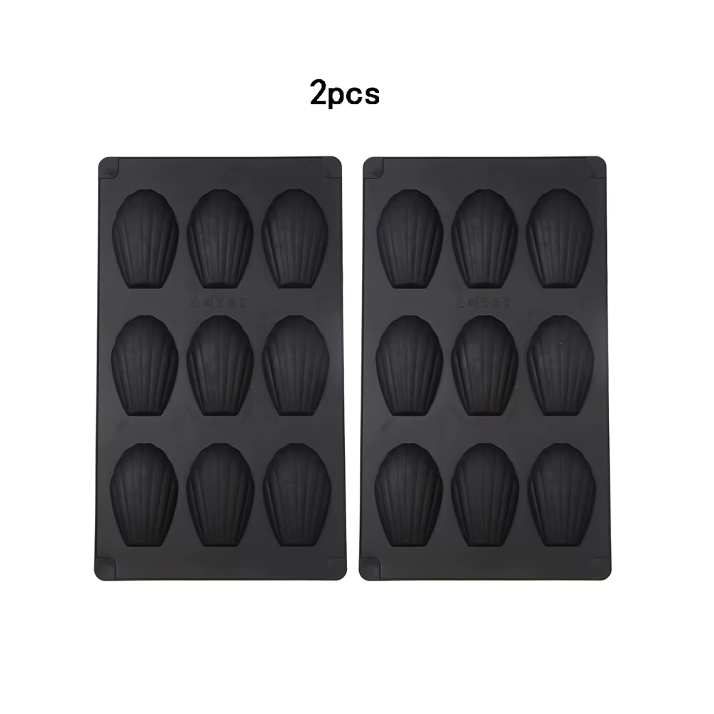 Lot de 2 moules à madeleines en silicone à 9 cavités, plaque de cuisson antiadhésive pour faire des 