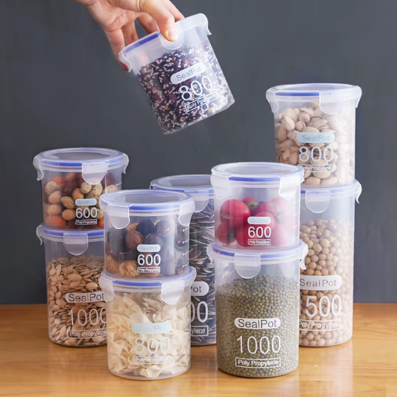Boîte de rangement scellée transparente, 1 à 4 pièces, réservoir de stockage de céréales alimentaire