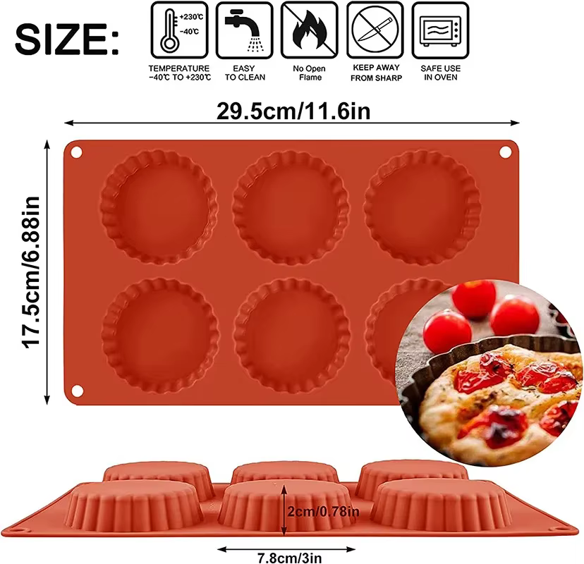 Moule à pâtisserie en Silicone à 6 trous, pour gâteau, tarte au chocolat, Muffin, Dessert, cuisson d