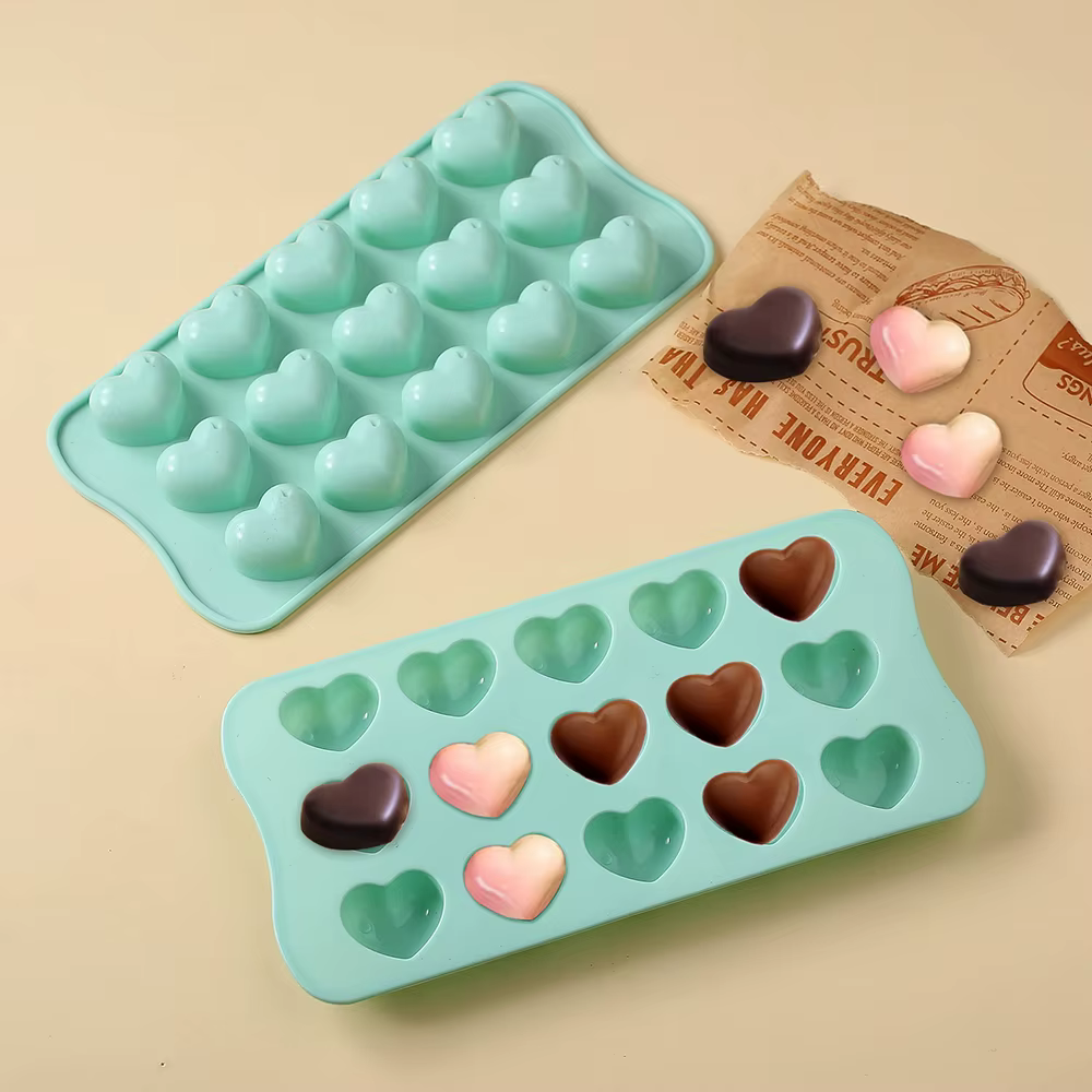 Moule à chocolat en Silicone tridimensionnel en forme de cœur, 15 trous, grille de glace, Mousse, bo