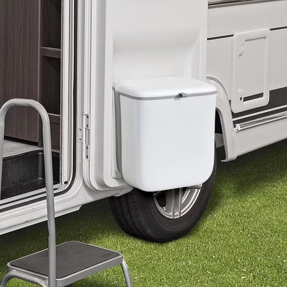 Poubelle pliable pour caravane, camping-car, grande capacité, poubelle suspendue avec couvercle coul