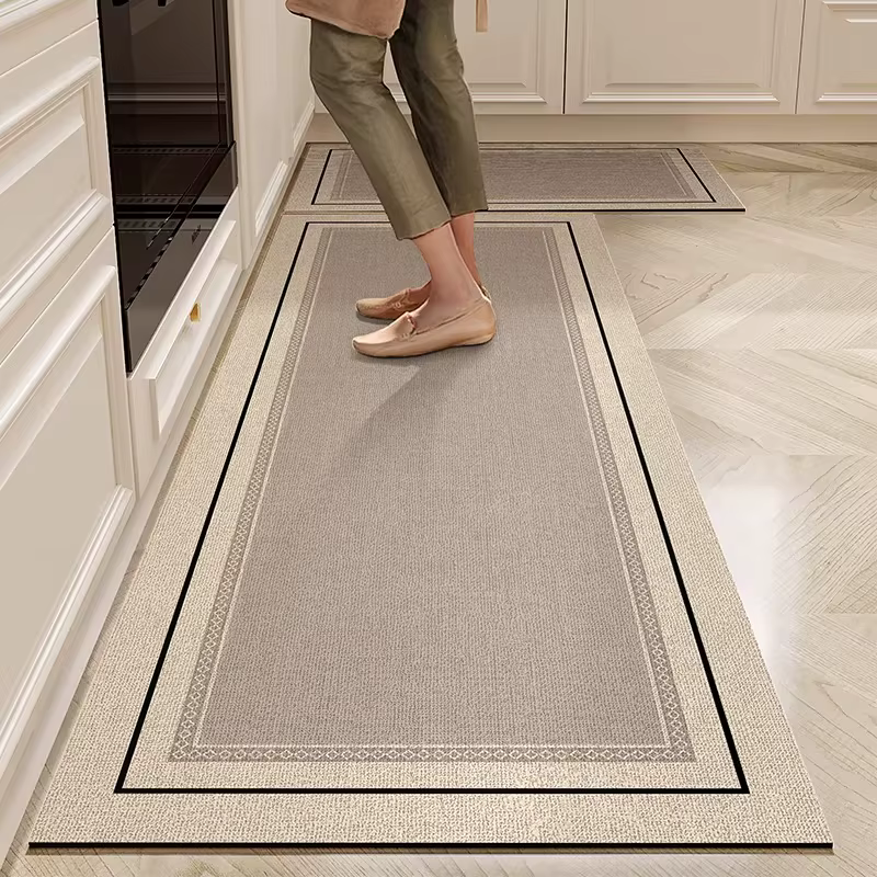 Tapis de sol de cuisine en PVC, imperméable, résistant à l'huile, antidérapant, en cuir, tapis minim
