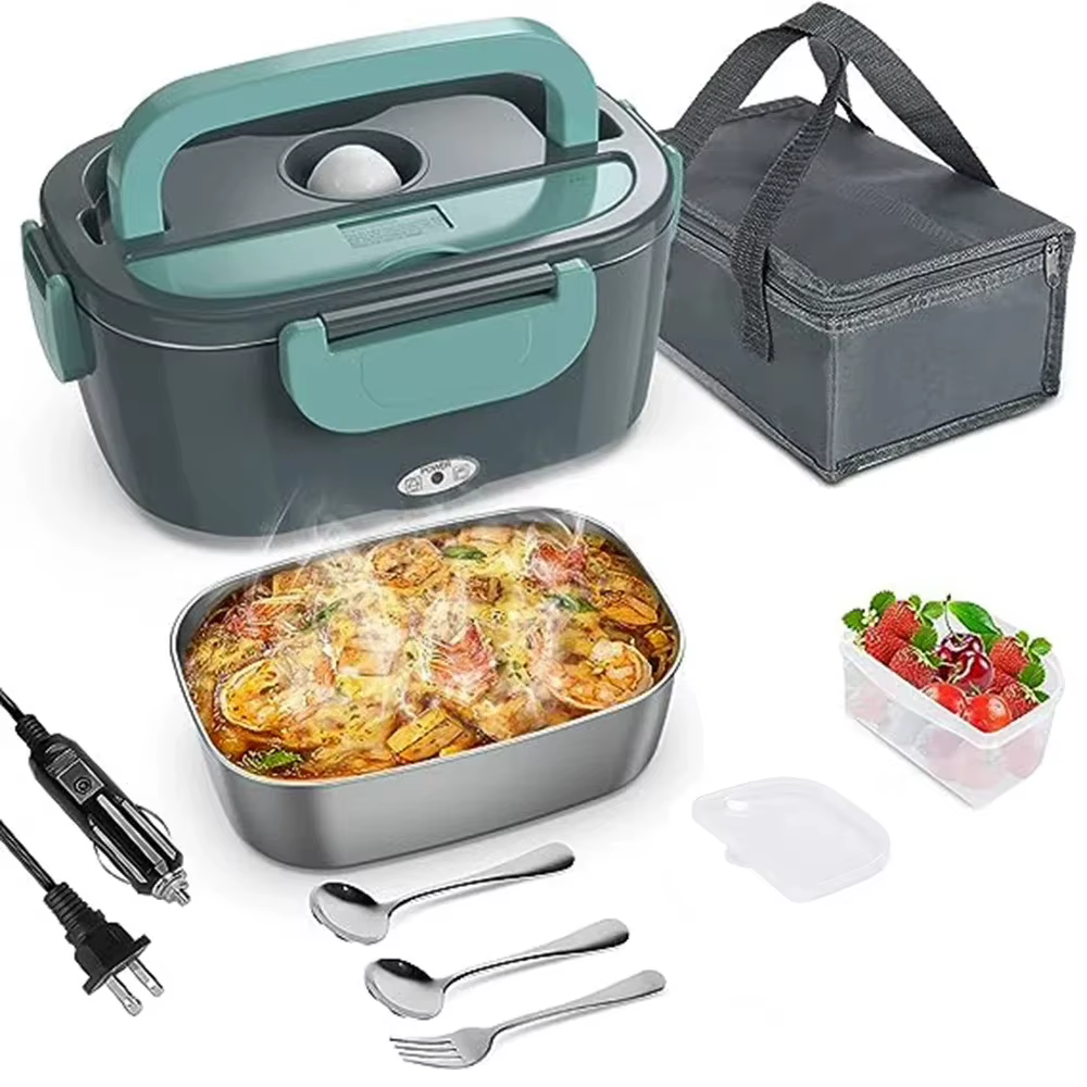 Boîte à lunch chauffante électrique, boîte à bento portable, doublure en acier inoxydable, récipient
