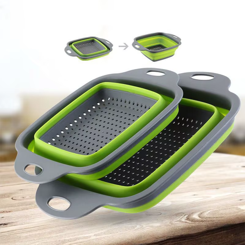 LMETJMA carré pliable passoire Silicone cuisine pliable passoire alimentaire légumes fruits crépines