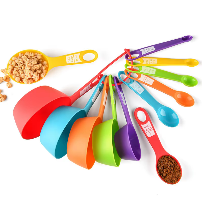 Ensemble de cuillères à mesurer de cuisine, outils de cuisson, tasse à mesurer en plastique avec éch