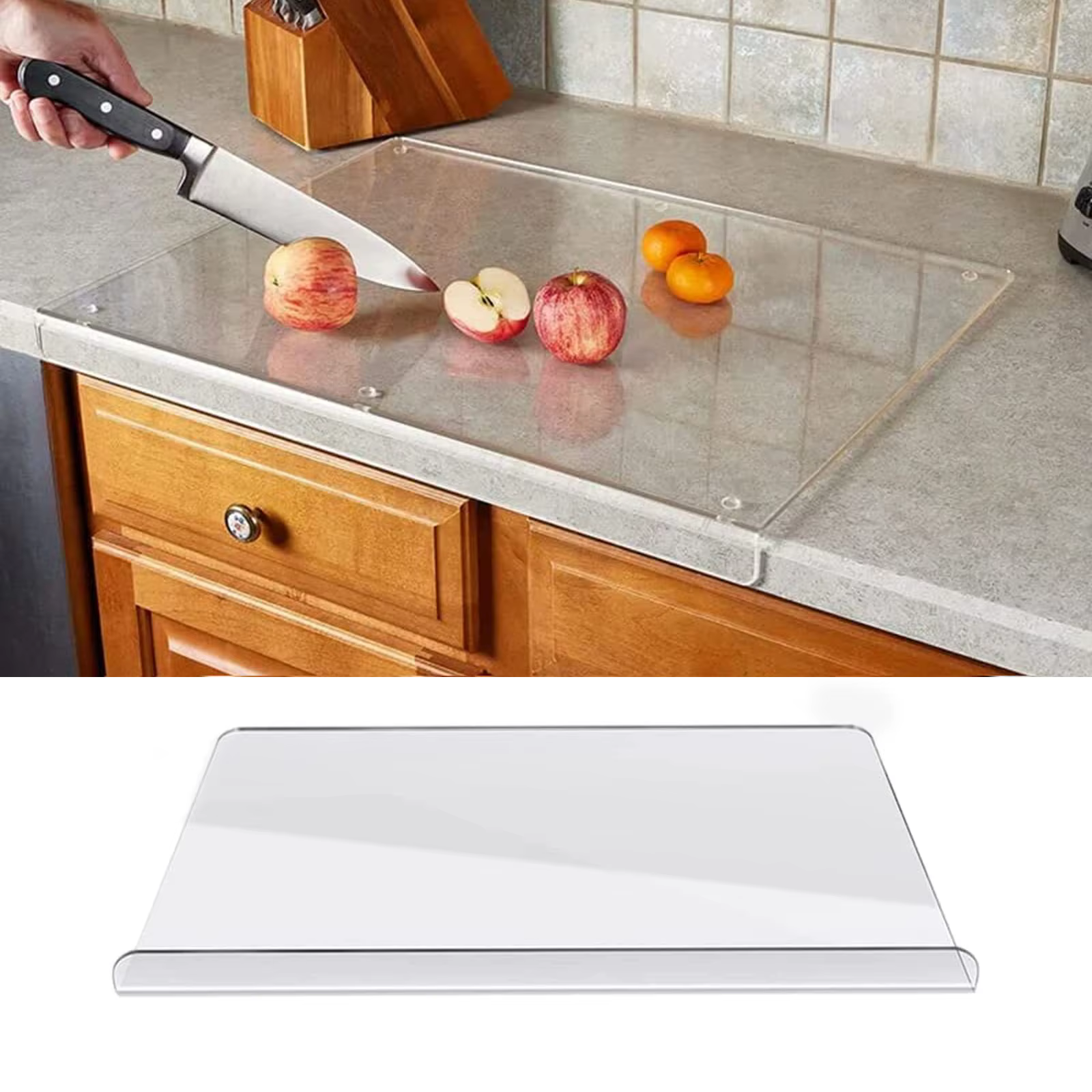 Planche à découper transparente en acrylique avec lèvre, antidérapante, planches à découper de cuisi