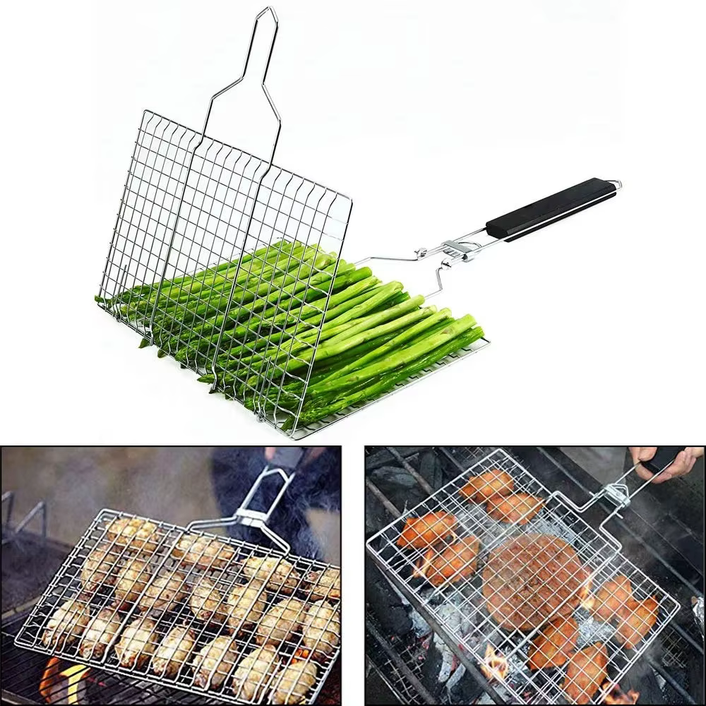 Maille antiarina en acier inoxydable pour barbecue, panier à griller, polymères de maille, viande, l