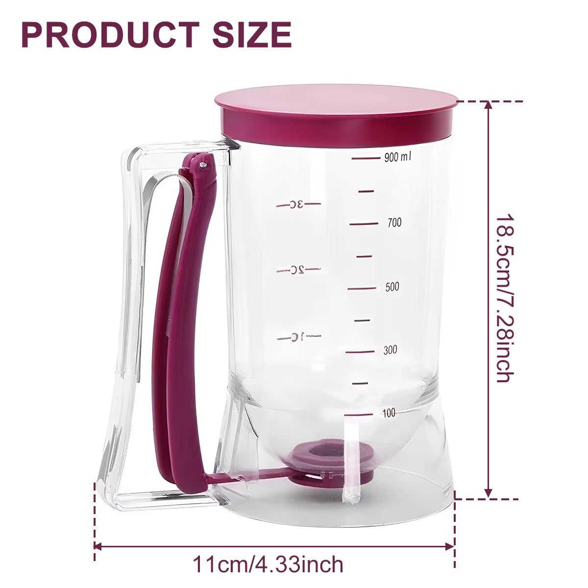Distributeur de pâte à crêpes 900/1000ml, séparateur de pâte, ustensiles de cuisson, outil de cuisin