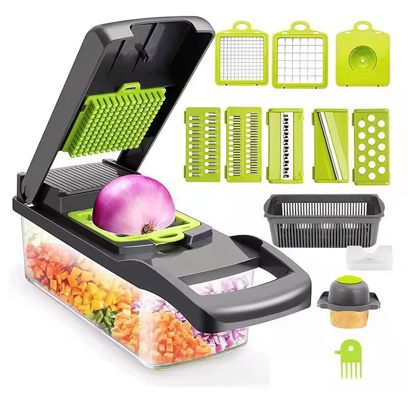 Trancheuse multifonctionnelle avec panier, coupe-légumes, déchiqueteuses, hachoir à fruits, râpe à c
