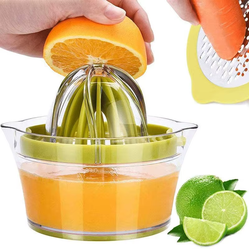Presse-fruits manuel multifonctionnel avec tasse à mesurer intégrée, chauffe-citron, orange, râpe, s