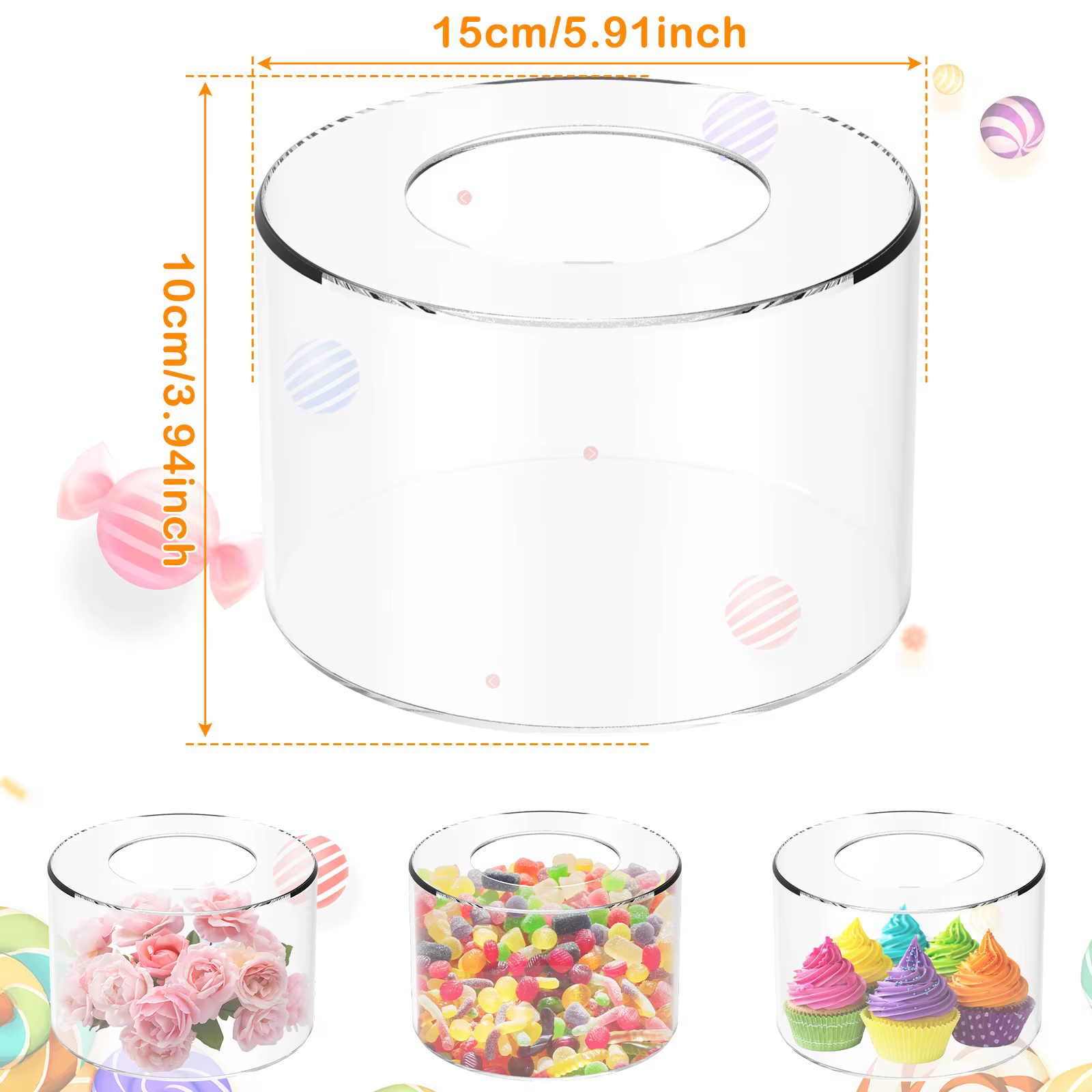 Panneau d'affichage de gâteaux rond transparent, support à desserts en acrylique, supports d'exposit