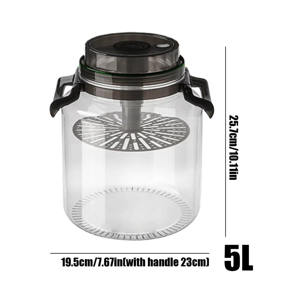 Bocal à cornichons 5L hermétique rond avec poignée, récipient de fermentation pour kimchi, idéal pou