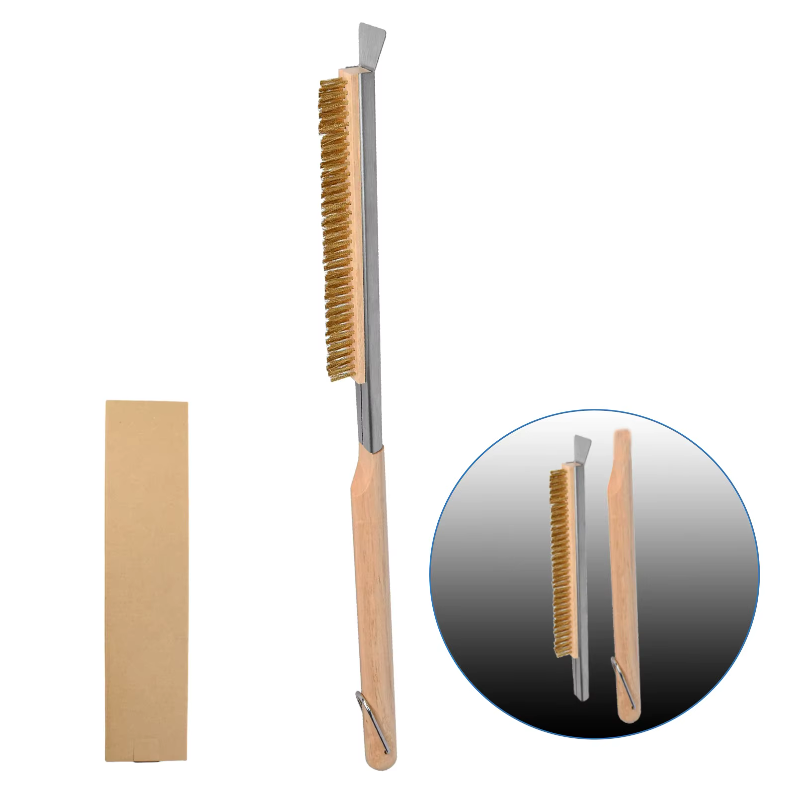 Brosse pour four à pizza avec raclette - Brosse pour pierre à pizza, brosse de nettoyage pour four à