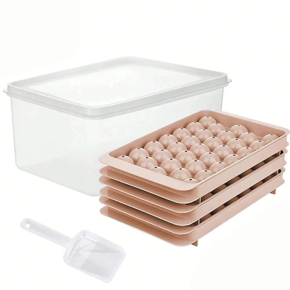Boîte à glaçons créative avec pelle à glace, boîte de rangement de boules de glace à 3 couches avec 