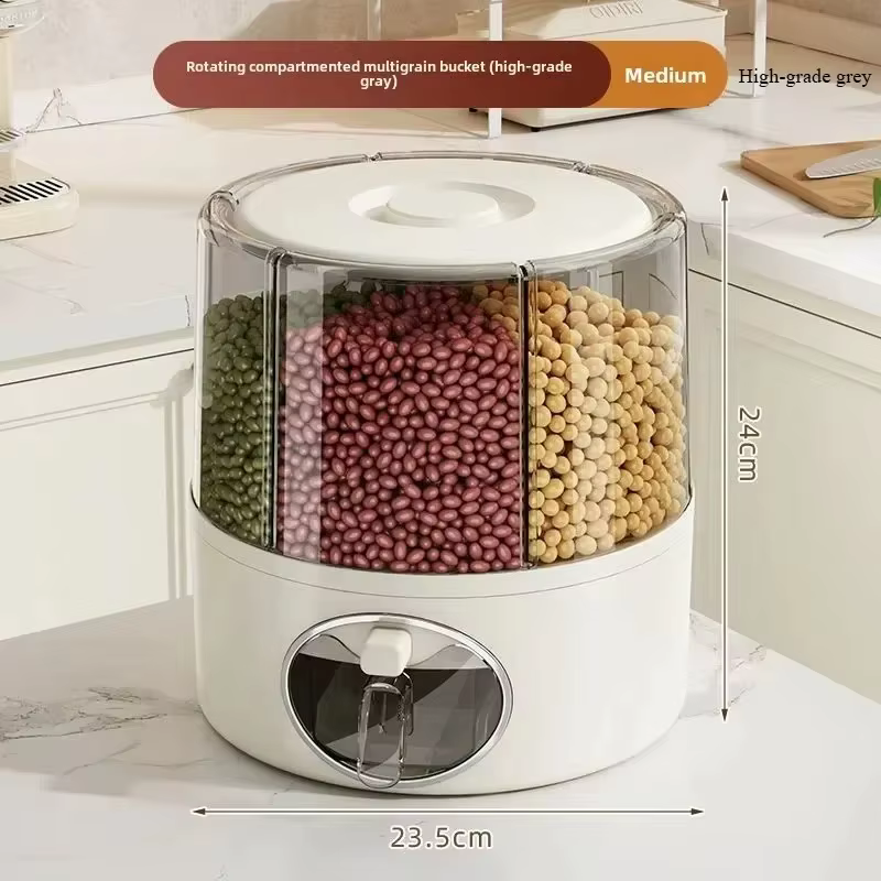 Seau à riz rotatif, boîte de rangement pour céréales domestiques, anti-insectes, anti-humidité, rése