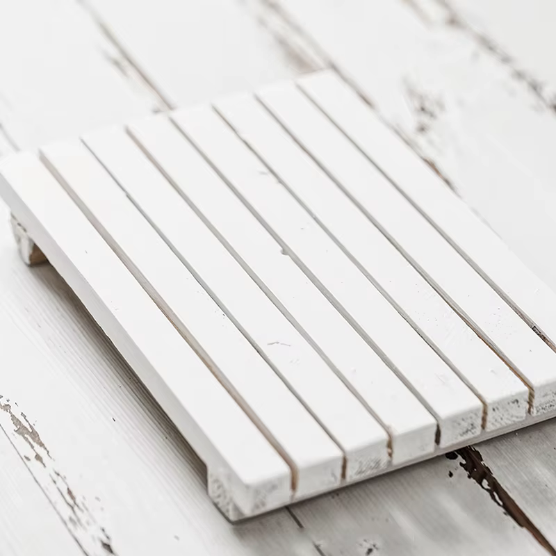 Planche à découper rétro en bois massif, support blanc pur fait vieux disque de bureau en bois, déco