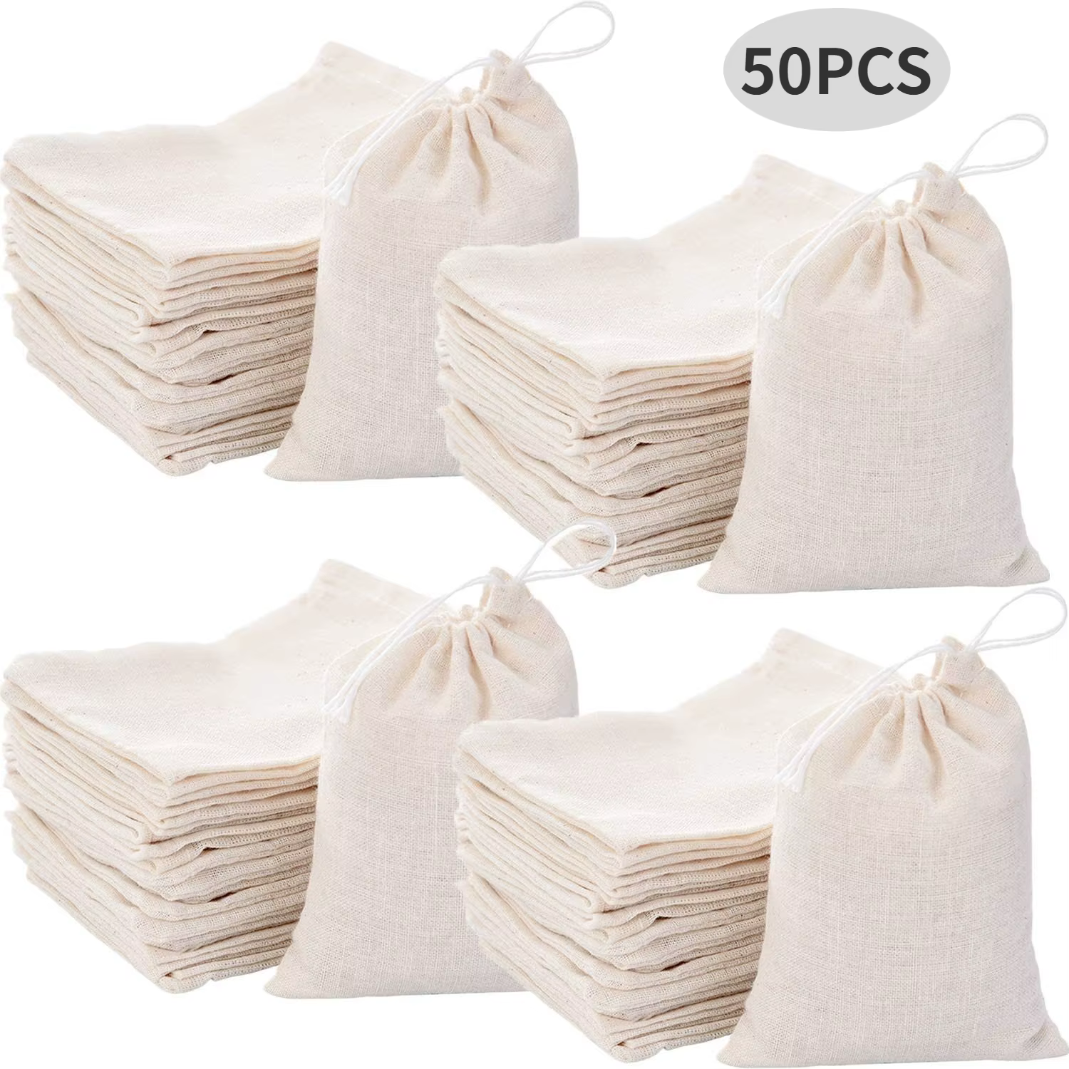 Sac en tissu de gaze de coton pur, 50 pièces, sac filtre à aspiration unique, assaisonnement marinad