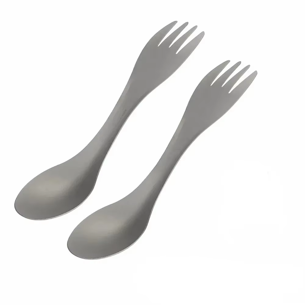 Cuillère Spork 2 en 1 en titane, ustensiles de cuisine ultralégers, fourchette Portable, couteau, Ca