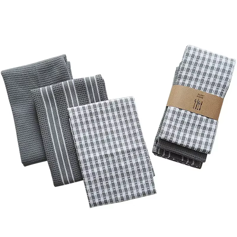 Serviettes de cuisine 100% coton naturel, 3 pièces, serviettes à thé classiques, chiffon absorbant, 