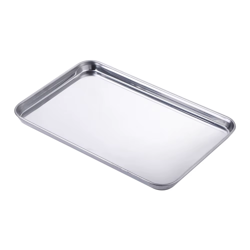 Rangement de pain rectangulaire robuste en acier inoxydable, poêle à pain robuste, plat à gâteau, fe