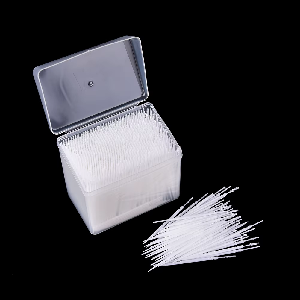 1100 bâtons/boîte cure-dents pâles brosse à dents interdentaire à 2 voies cure-dents en plastique cu