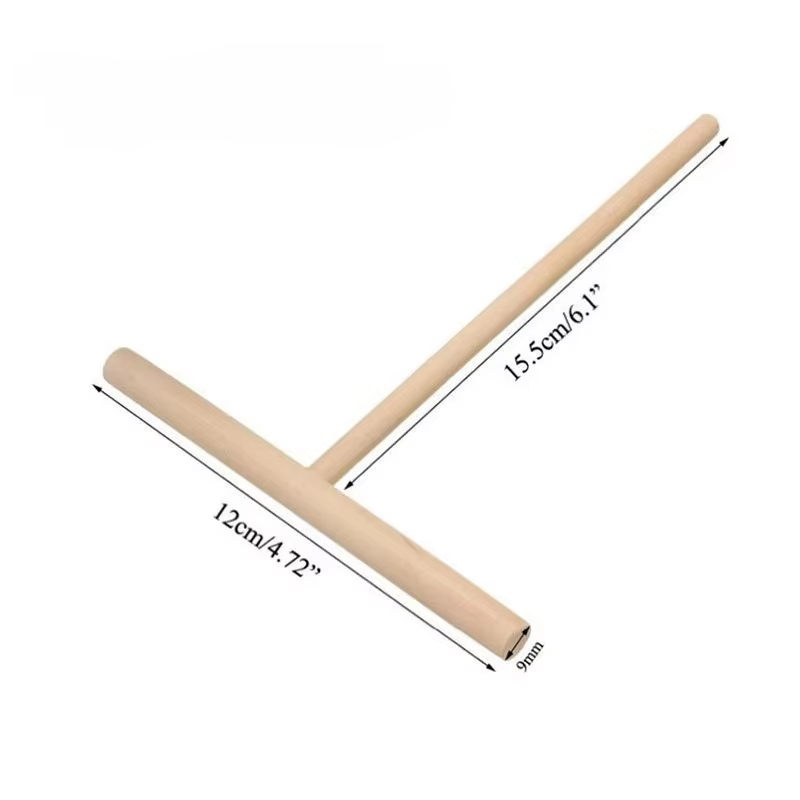 Épandeur de crêpes en bois pratique en forme de T, râteau à crêpes et tortilla, ustensiles de cuisin