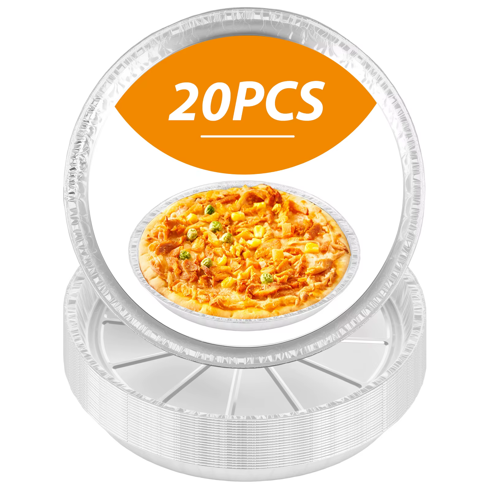 20 plateaux à pizza en aluminium de 8/11 pouces, plateaux de cuisson ronds, plateau à pizza pratique