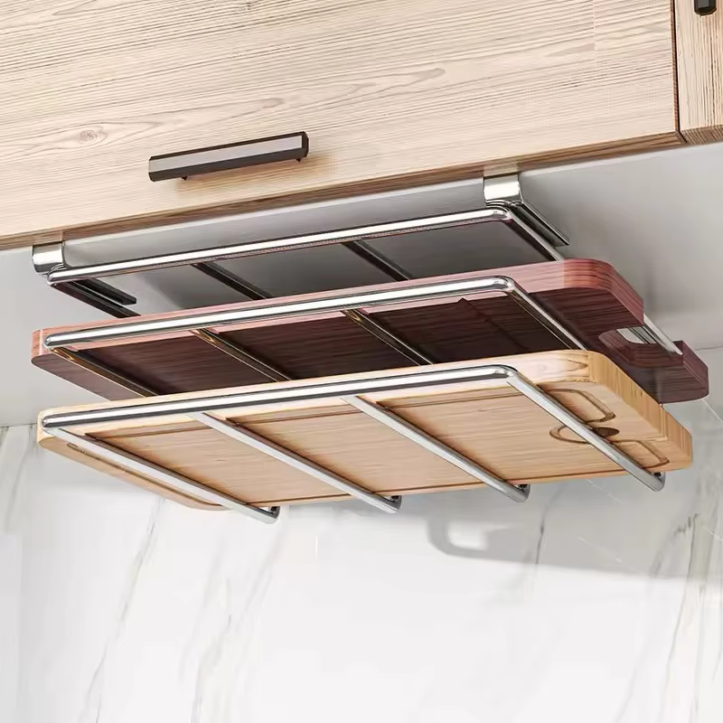 Support de planche à découper en acier inoxydable sous l'armoire - Étagère de rangement suspendue po
