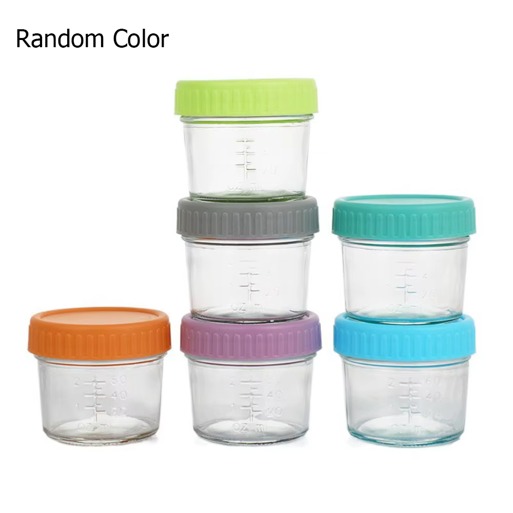Lot de 6 pots Mason en verre pour aliments pour bébés avec échelle graduée, réutilisables, tasses à 
