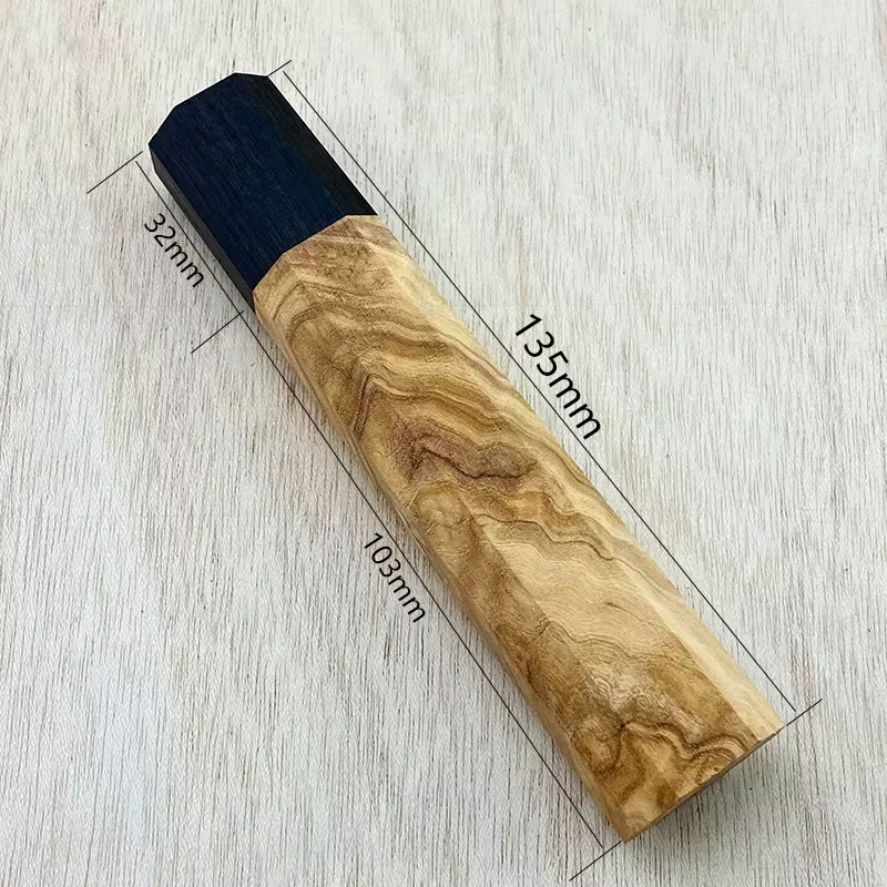 Manche de couteau de cuisine octogonal japonais, poignée de remplacement en bois d'olivier et d'ébèn