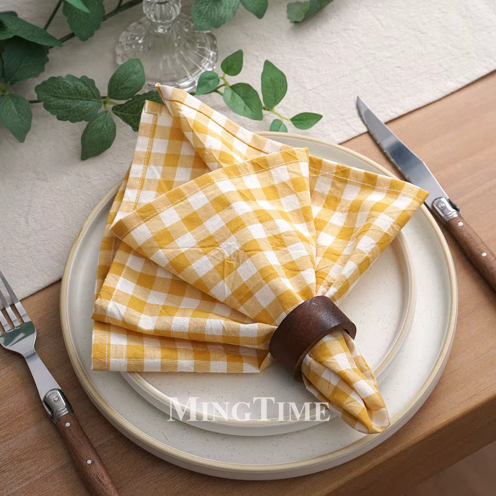 Lot de 4 serviettes de table en coton à carreaux vichy 42x42cm pour mariage, Noël, fête - Rouge, Noi