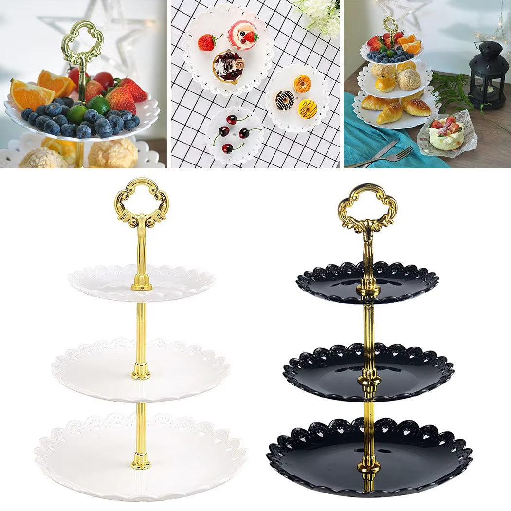 Support à gâteaux à 3 niveaux, assiette à fruits, plateau d'exposition, fête d'anniversaire, Dessert