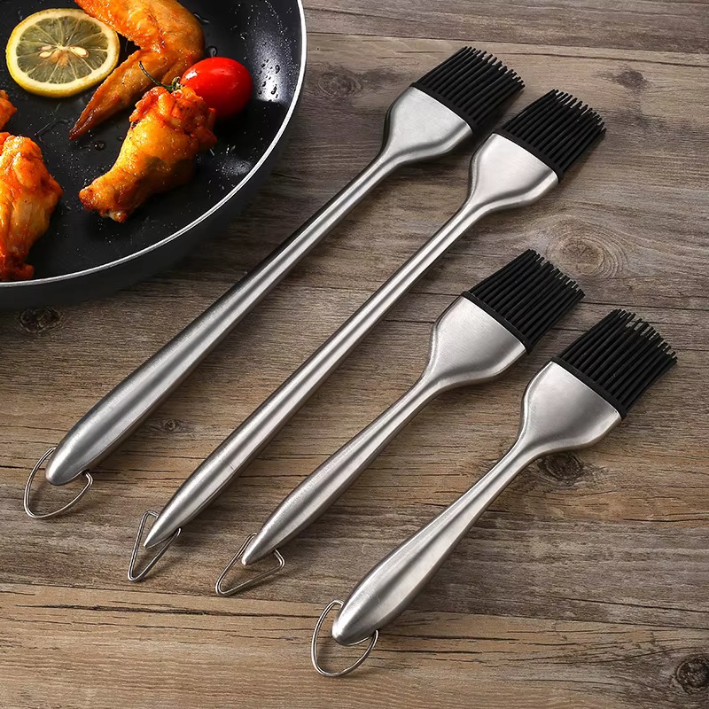 Brosse à badigeonner en Silicone pour Barbecue, brosse à Sauce à l'huile, poignée en acier inoxydabl