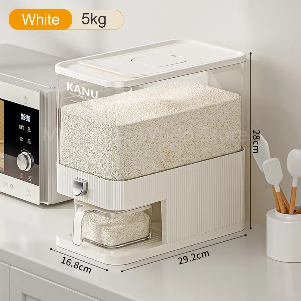 Boîte de stockage de riz scellée, 5KG, étanche à l'humidité, anti-insectes avec poussée, boîte de st