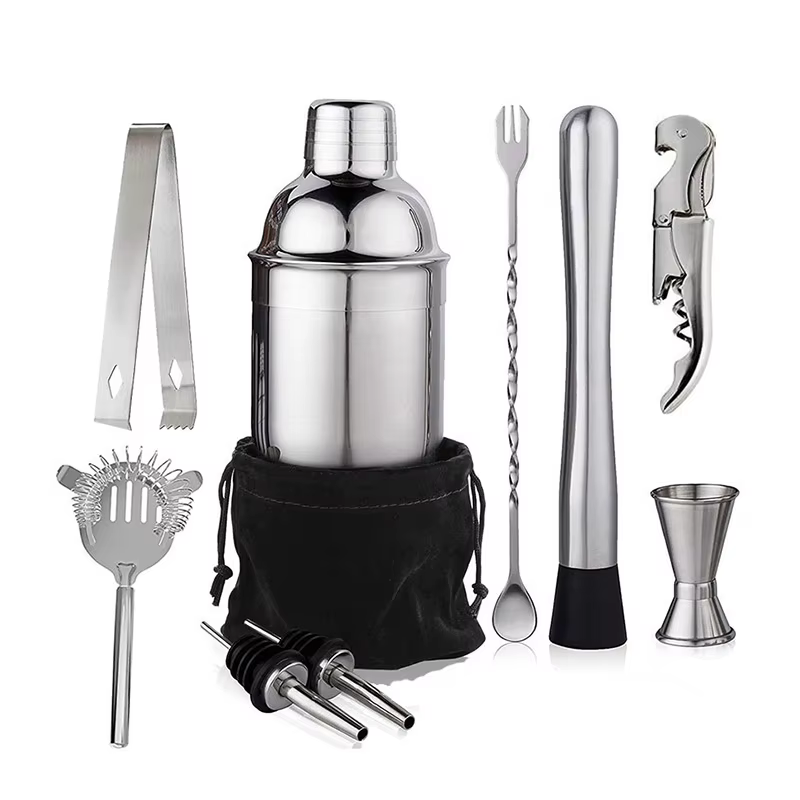 Shaker à cocktail en acier inoxydable, kit d'outils de barman, requin à martini, ensemble de centre 