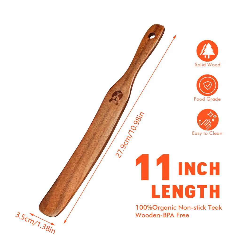 Bâtonnet mélangeur en bois multifonctionnel, grattoir pour bocaux étroits, spatule-cuillère en bois,