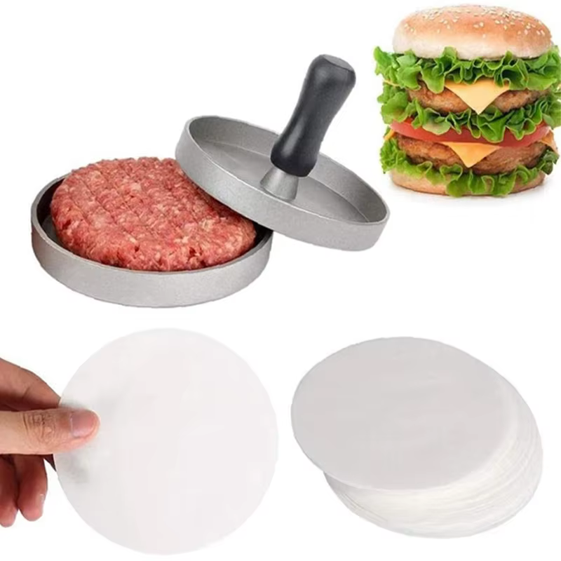 Feuille de papier ciré rond pour galettes de Hamburger, 100 pièces, pour presse à hamburgers, cuisso