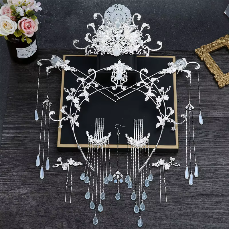 Accessoire de cheveux rétro de style traditionnel pour femme, ensemble de coiffes, couronne à longue