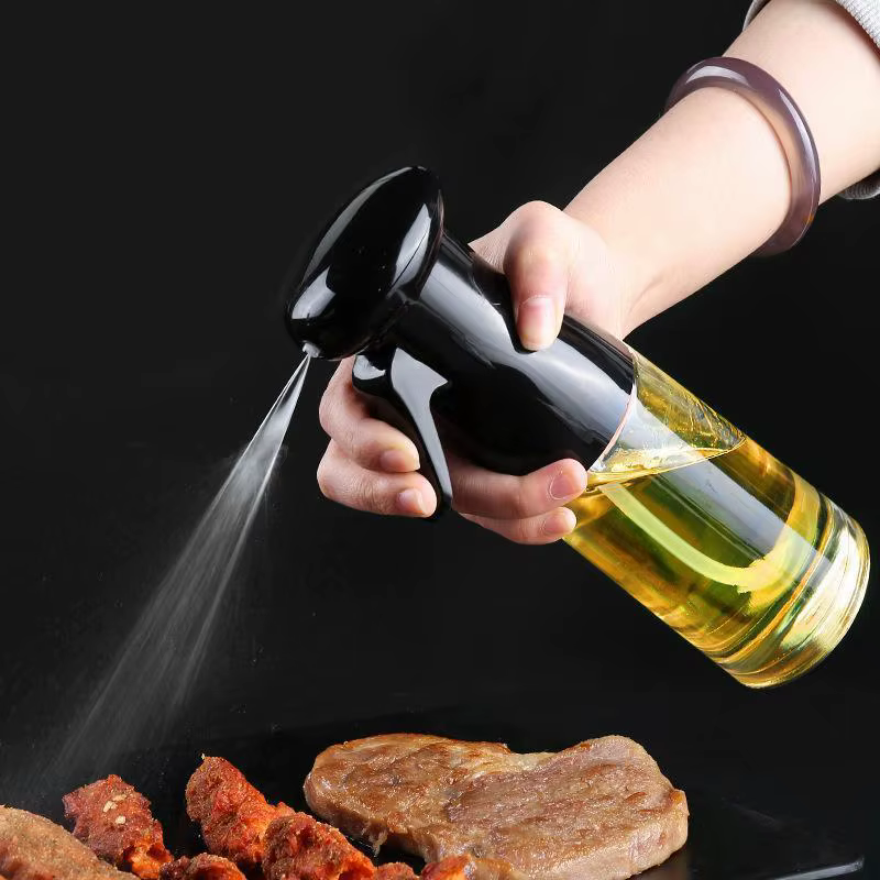 Bouteille de pulvérisation d'huile transparente noire, 1 pièce, pour la cuisine, pulvérisateur d'hui