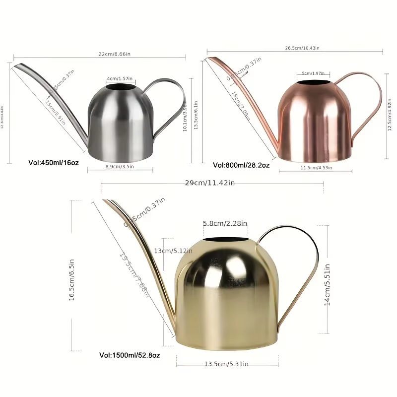 Pot d'arrosage en acier inoxydable, 1 pièce, ponçage en cuivre, sable, or, plantes de jardin, buse à