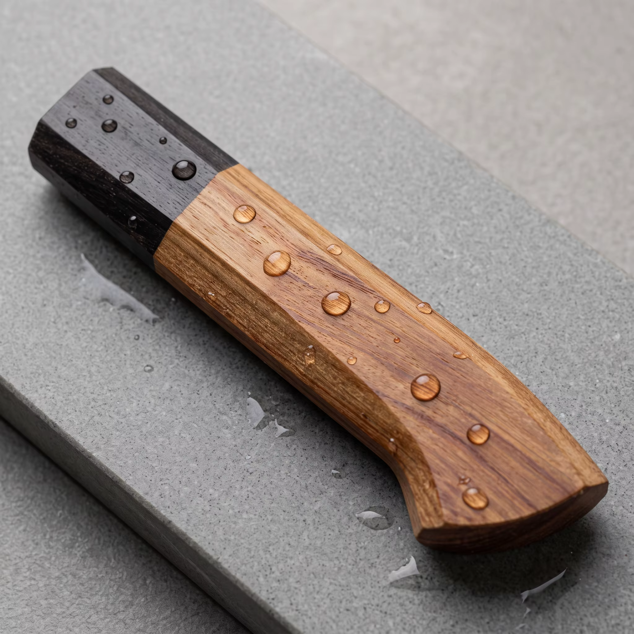 Manche ergonomique octogonal en palissandre jaune + ébène noir, poli avec précision, lame de couteau