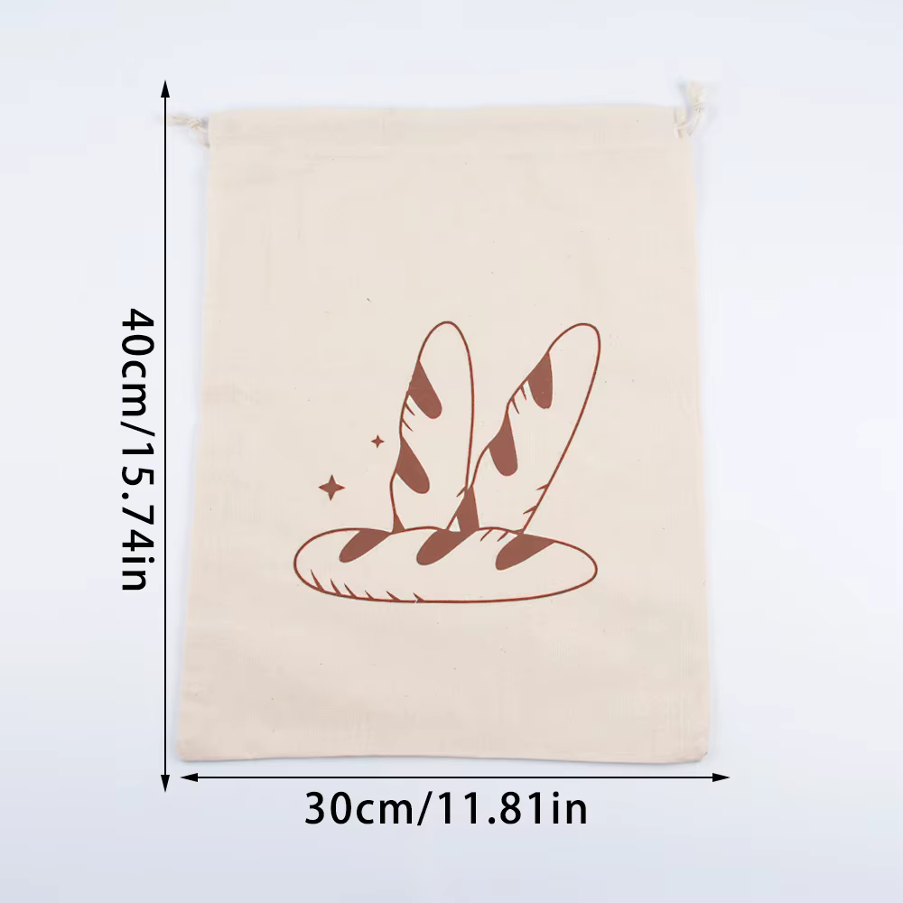 Sac à pain en lin réutilisable, Baguette en coton, sac de rangement à cordon de serrage, pain fait m